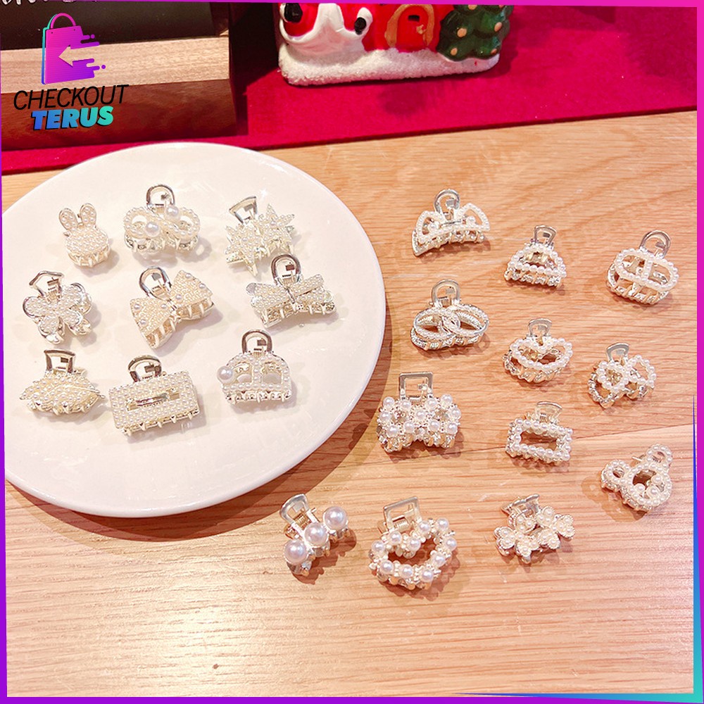 CT C565 Jepit Rambut Alloy Korea Mini Jedai 2.5cm Mutiara Elegan Jepitan Poni Elegan Hair Claw Clips