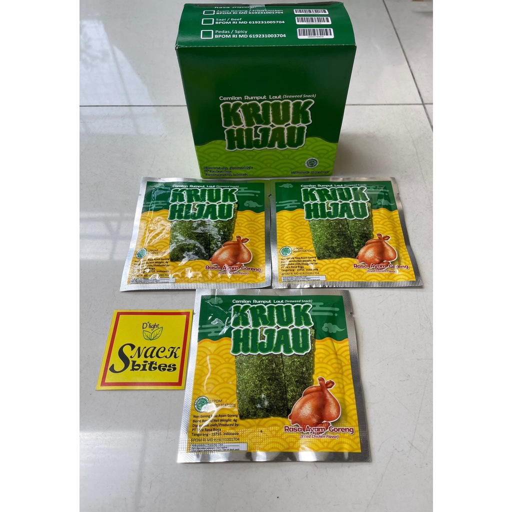 Kriuk Hijau Ripik Rumput Laut ( 1 box isi 12 bungkus )