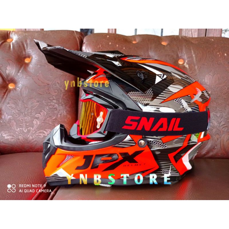 Helm JPX Cross Fox1 X35 F1 Pro Red Merah Fluo Stabilo Gloss Plus Kacamata Goggle Snail Mx36 limited