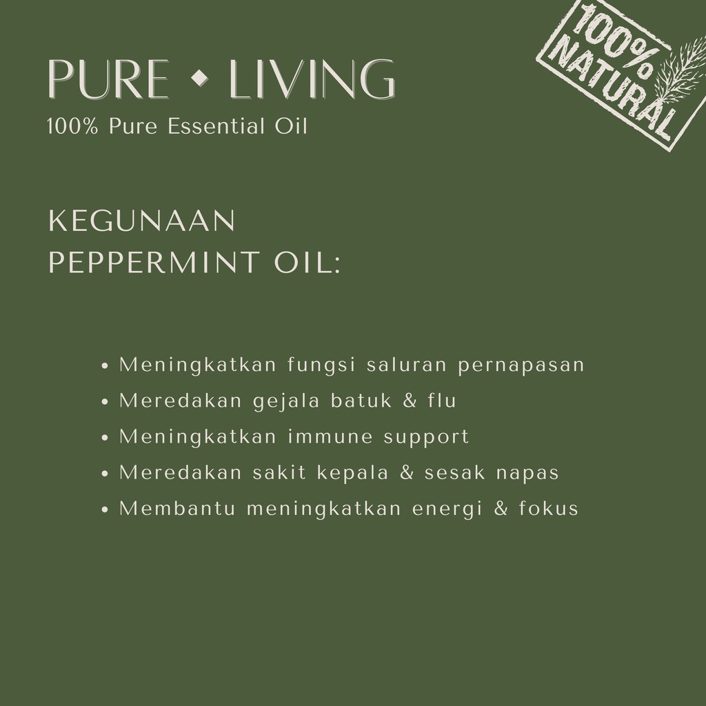 Peppermint - 100% Pure Essential Oil 15ml | Aromatherapy Oil 15ml | Pewangi Ruangan | Oil Aromaterapi Diffuser Oil Burner | Minyak Atsiri | Birthday Gift Ideas | Minyak Esensial | Room Fragrance Perfume | Pengharum Ruangan