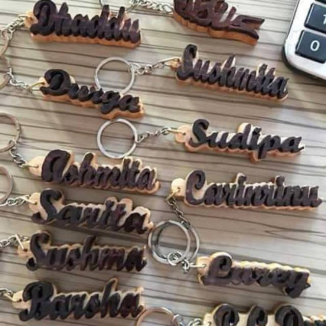 Gantungan kunci custom gantungan ukir nama