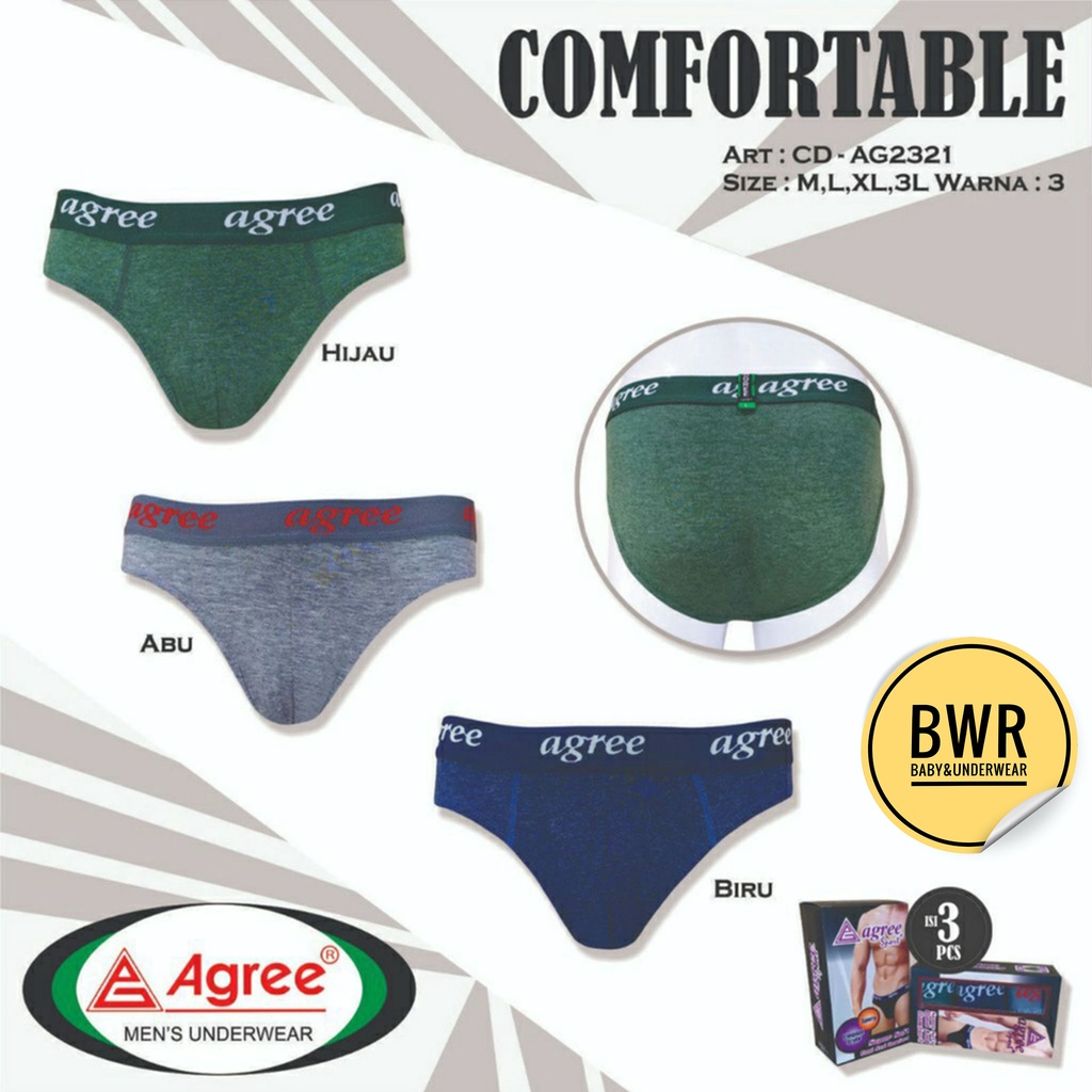 [ 3pc ] CD AGREE 2321 / Celana Dalam Pria Dewasa Agree Sport 2321 Pakaian Dalam Pria Adem | Bwr