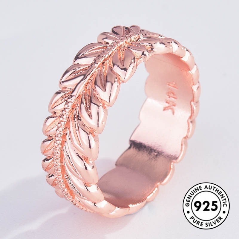 Cincin Lapis Silver 925 Model Daun Gandum Untuk Wanita