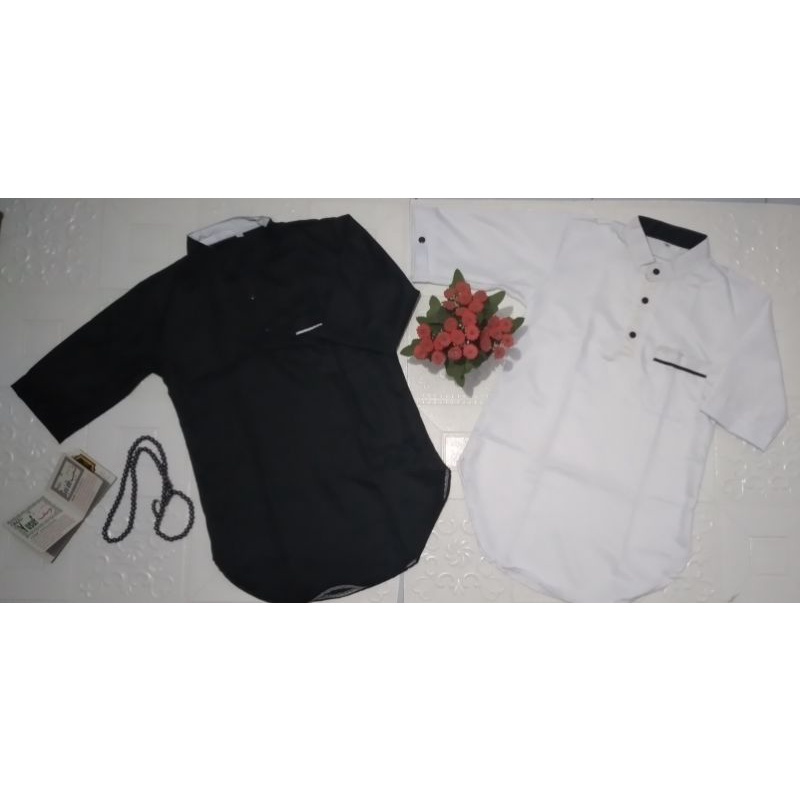 Koko Kurta Toyobo Anak Laki 7-13 Tahun ( WARNA HITAM - PUTIH )