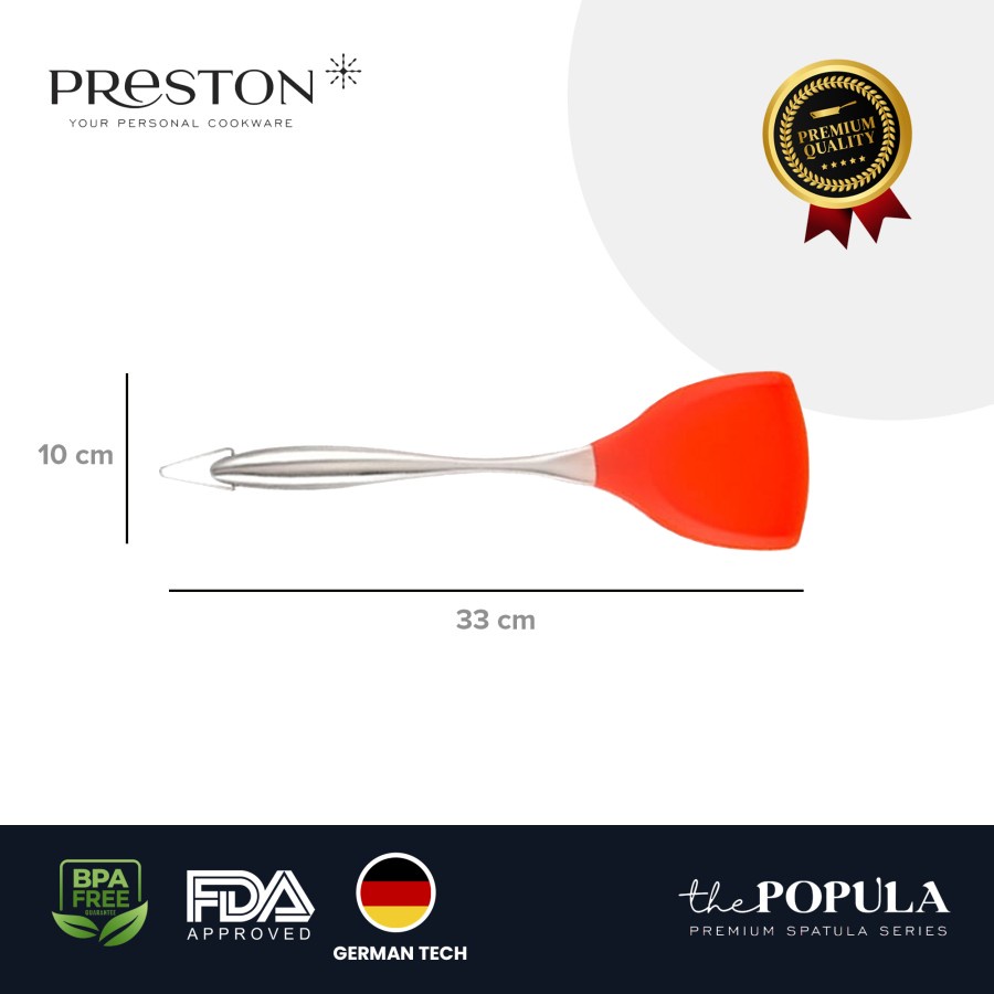 PRESTON COOKWARE TURNER - Popula Turner Spatula MERAH - Sutil Masak Silikon Food Grade / Sutil Silikon