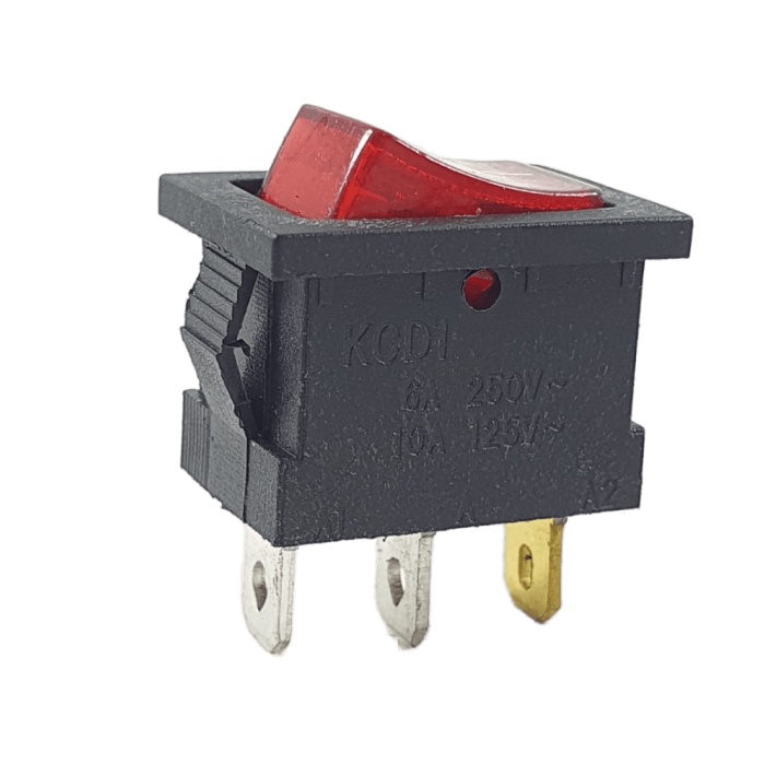 Saklar 3 pin On Off Merah Tombol Rocker Lampu KCD1 Power Switch 3pin