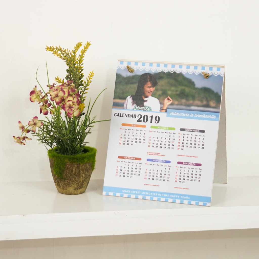 

WOOD Kalender Meja tahun 2019 request foto gambar keluarga shabbychic