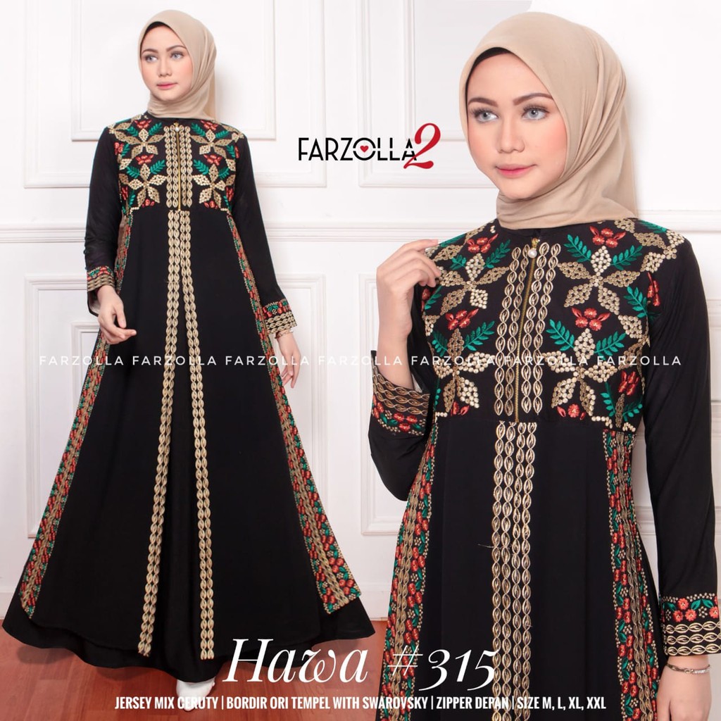 OK - KOLEKSI ABAYA TERBARU SERI HAWA #315 BY FARZOLLA | GAMIS BORDIR ORI | BAJU MUSLIMAH ELEGANT
