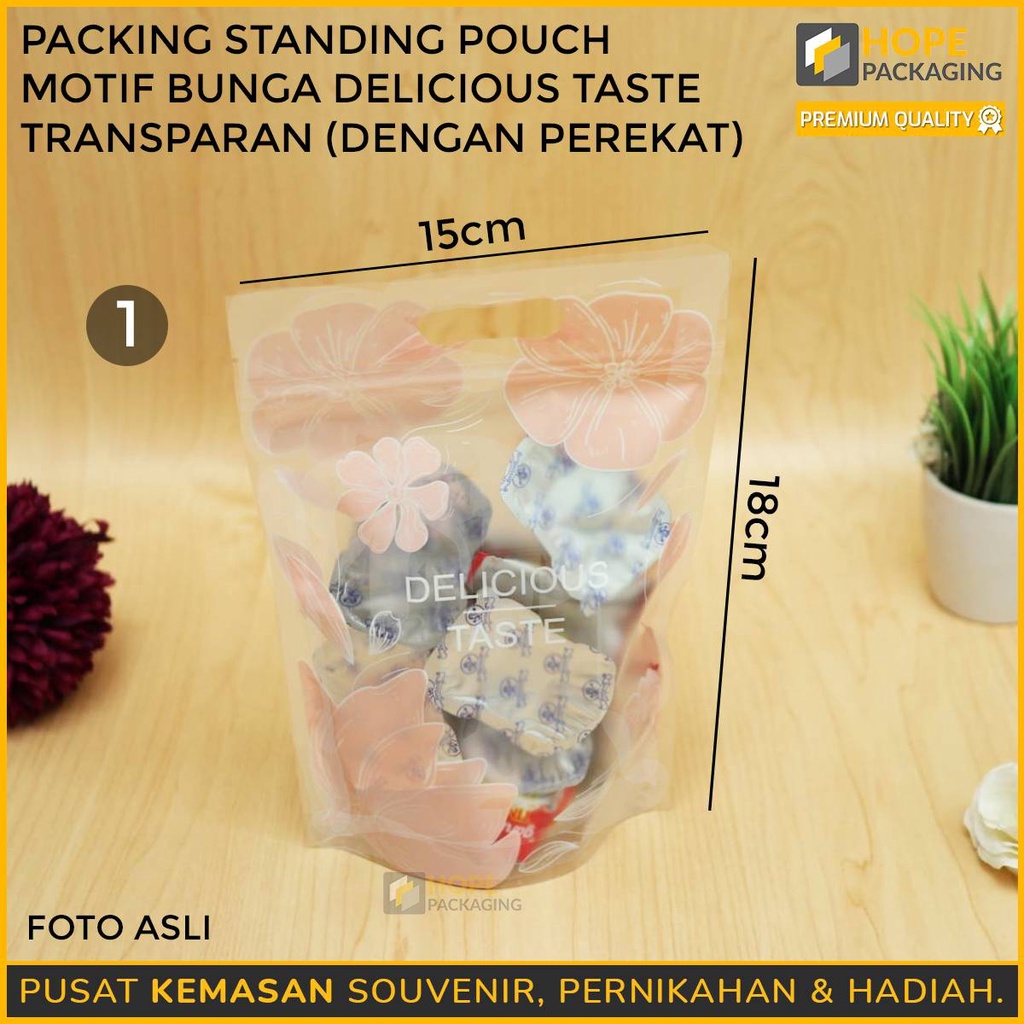 Packing Kemasan snack candy Kopi Camilan Plastik Permen Valentine Perekat Standing Pouch ziplock Motif Transparan