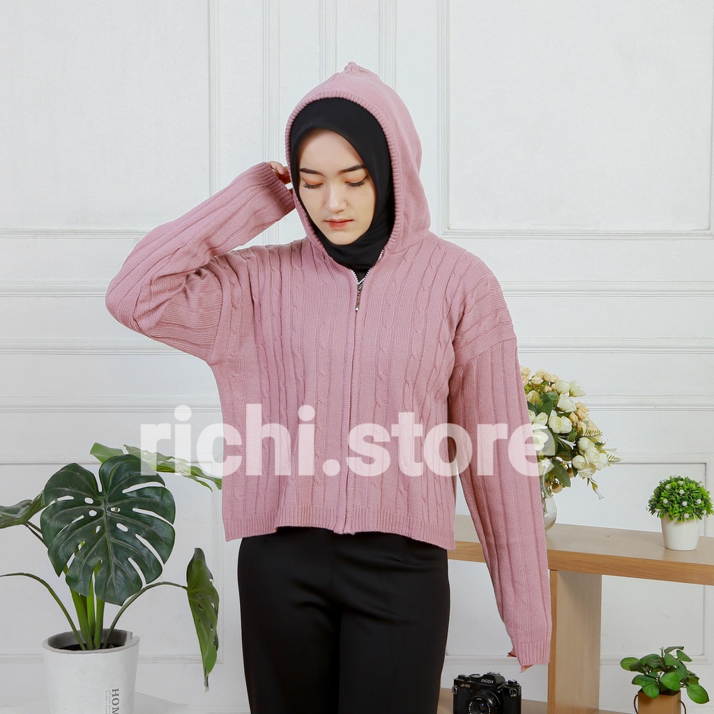 HOODY RAJUT ZIPPER DINYCABLE TERBARU