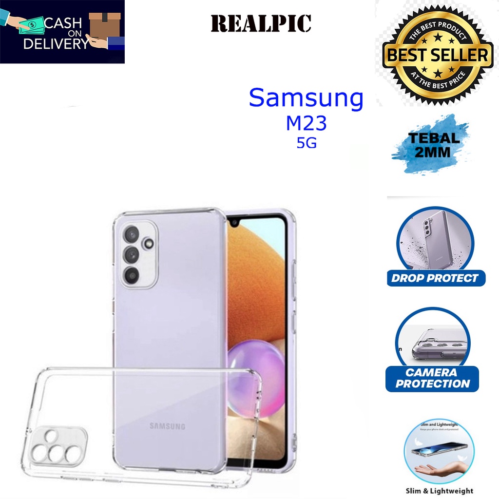 Case Samsung Galaxy M23 5G Casing Clear HD KETEBALAN 2MM BENING TRANSPARAN TPU Premium Softcase