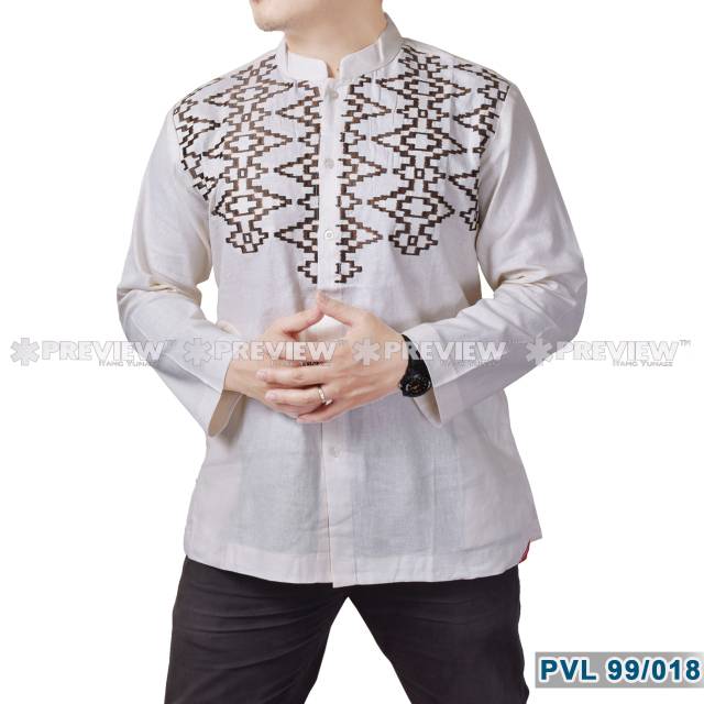 Preview Baju koko Itang Yunasz Limited Panjang Putih Bw Tsana
