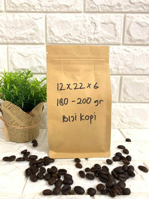 Kemasan kopi gusset ecopark flat bottom paper craft Zipper