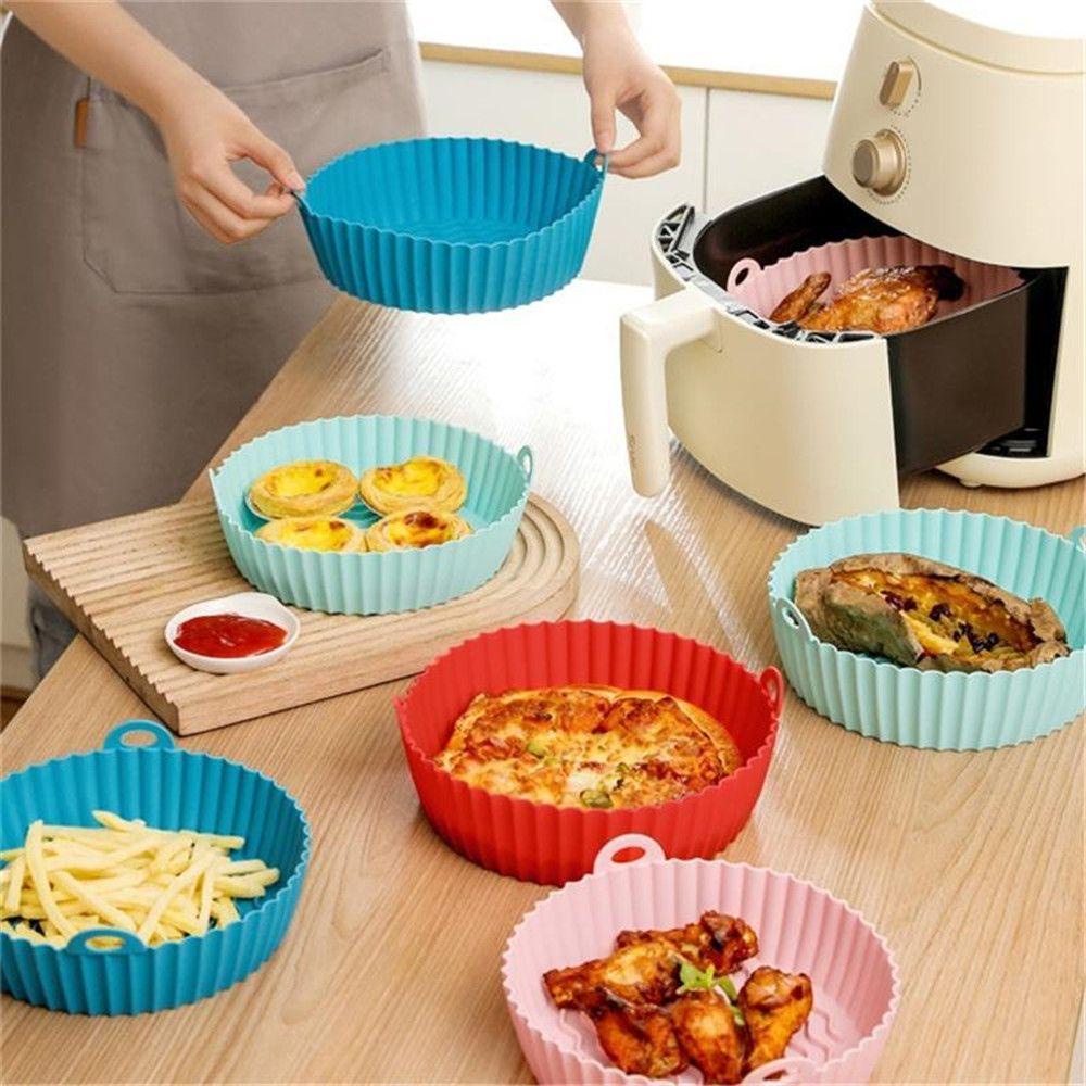 Solighter Air Fryer Silicone Pot Roti Fried Chicken Multifungsi Non Stick Pizza Plate Pengganti Liners Grill Pot Tray Steamer Liner