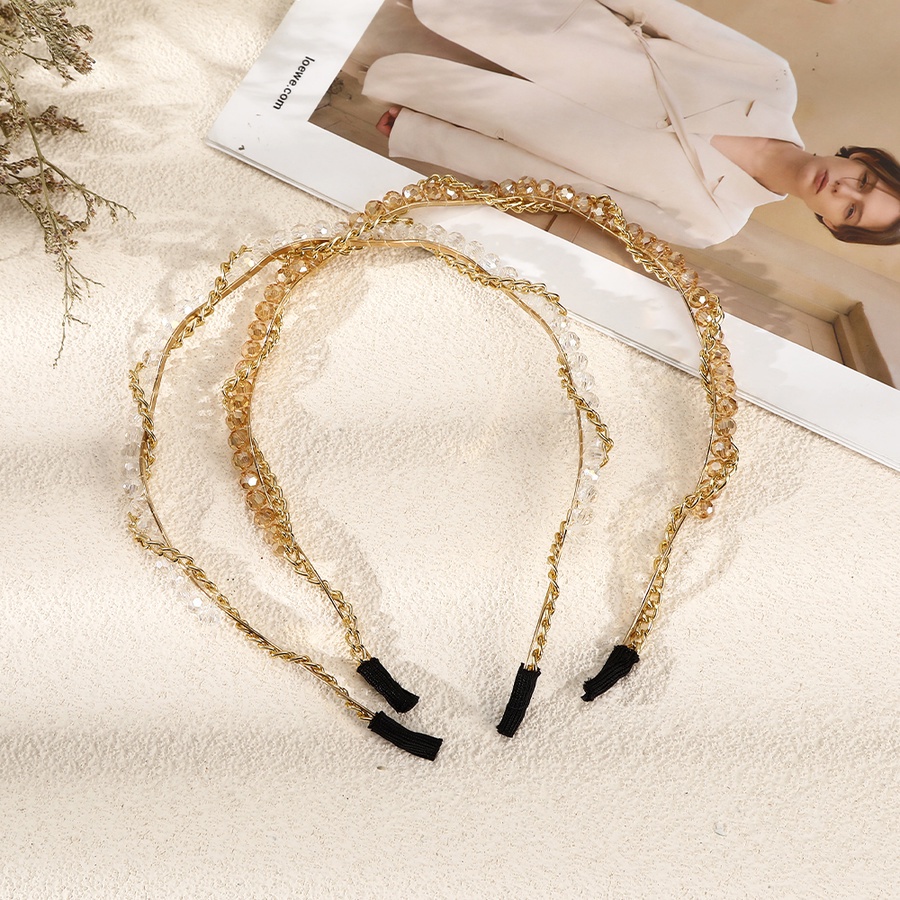 Headband Rantai Manik-Manik Kristal Bahan Alloy Gaya Korea Untuk Wanita