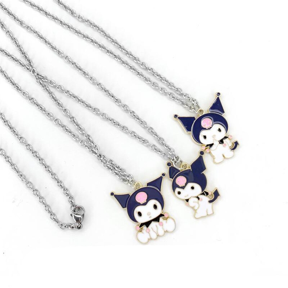 Korea Fashion Kartun Kuromi Liontin Kalung Pasangan Pacar untuk Pria dan Wanita