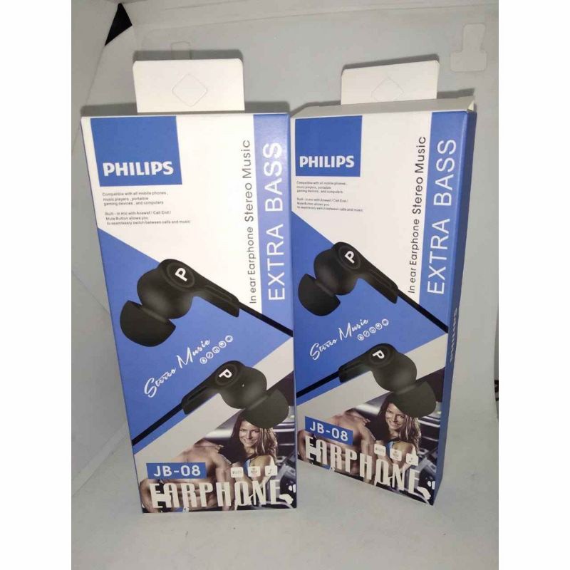 HEADSET PHILLIPS JB 08 EXTRA BASS HANDSFREE EARPHONE