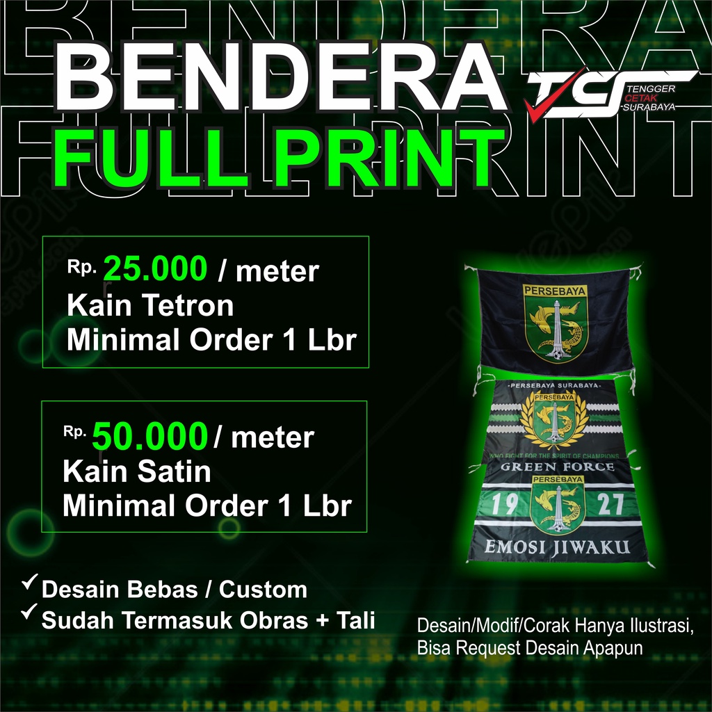 Jual PROMO CETAK BENDERA PRINTING / BENDERA KAIN BENDERA ORGANISASI ...