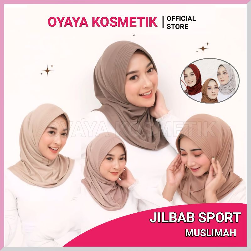 Hijab Sport Jilbab Sport Olahraga Bahan Jersey Premium Ukuran 45x60CM Warna Hitam Navy Sport Maron Milo Silver Abu abu Putih Army Lavender Dusty Bergo Instan Jokowi volley voly Oval Serut BERKUALITAS OYAYA KOSMETIK PEKANBARU RIAU