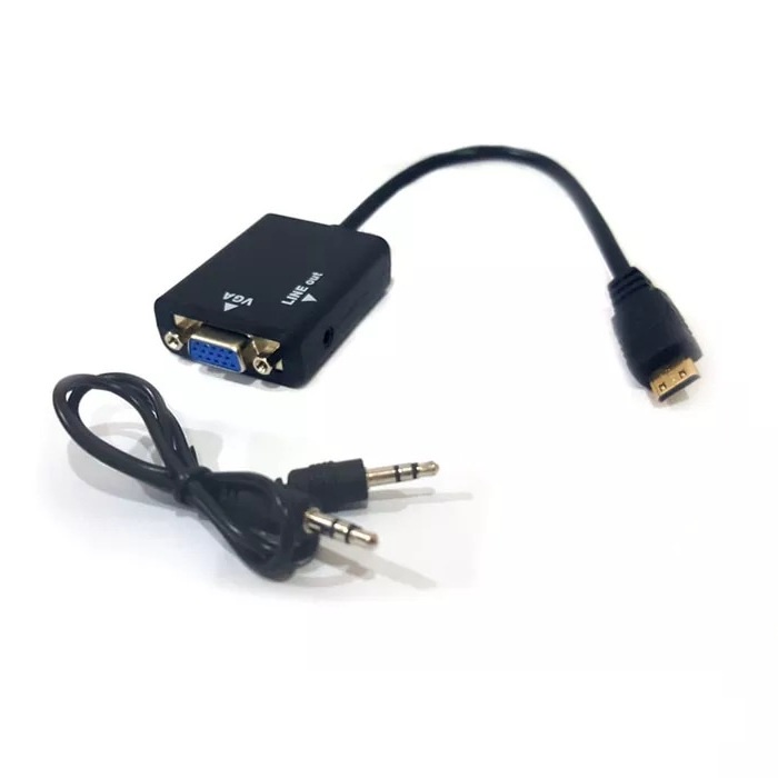 Konverter Mini Type C Monitor LCD Converter Mini HDMI To Vga + Audio