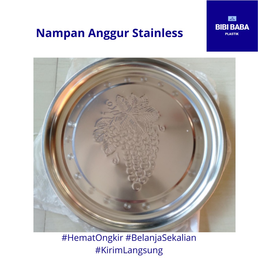 Nampan Bulat Motif Anggur Stainless Steel 32 Cm