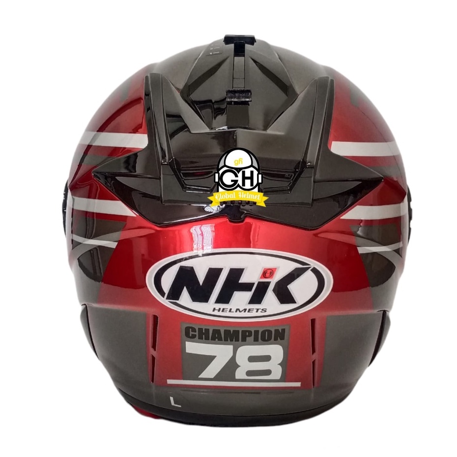 HELM NHK REVENTOR MOTIF 78 NEW GLADIATOR ROYAL RED SILVER DOUBLE VISOR