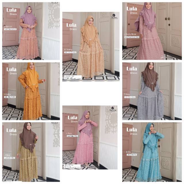 URFIMUTIYARO LULA DRESS GAMIS BUSUI PESTA RESMI LEBARAN BROKAT KATUN FURING VISCOSE