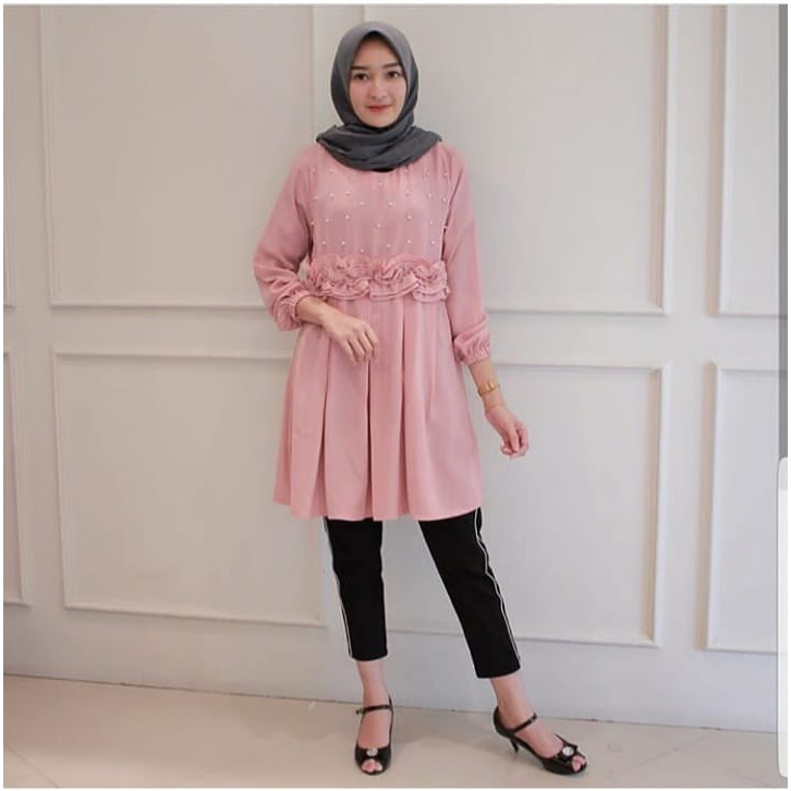 alma tunik  bahan balotelli aplikasi mutiara  fit L Shopee 