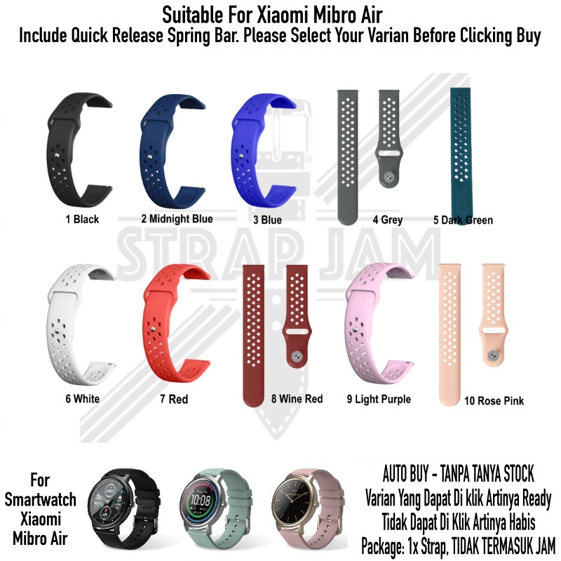 NIKE POLOS Strap Xiaomi Mibro Air - Tali Jam Rubber Silikon 20mm Sporty Breathable