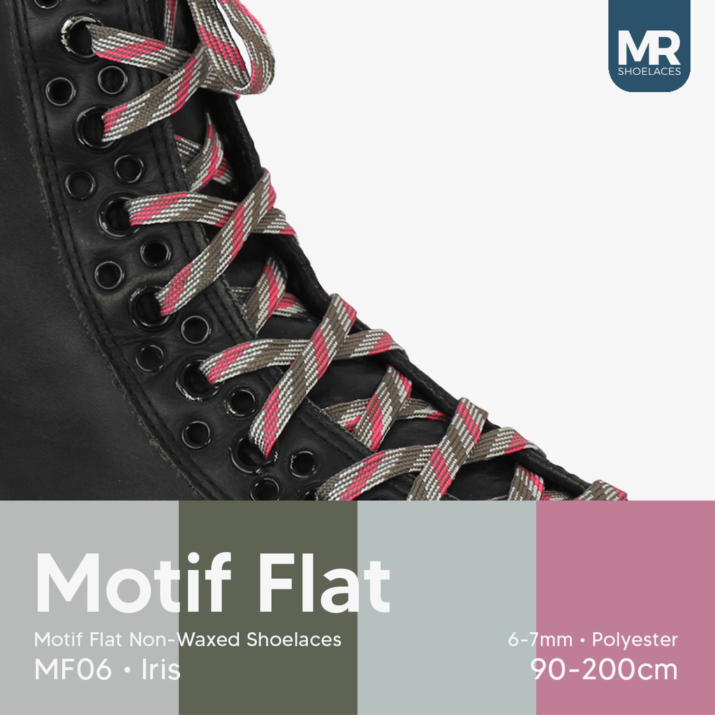 MR Shoelaces MF06 Iris Tali Sepatu Motif Flat Gepeng 90-200cm Lebar 6-7mm - Premium Shoelace