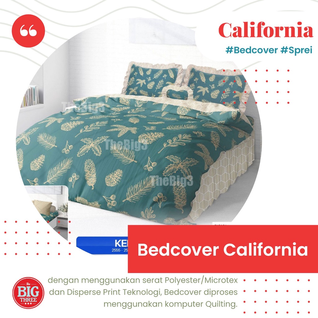 Bedcover + Sprei Rumbai CALIFORNIA 180x200 / 160x200 Kei Ryu Madras Ziggy Kaz Mallory Yuri Omera Lexxa Loop Sheila Mosaic Mosaic  King Queen BC minimalis