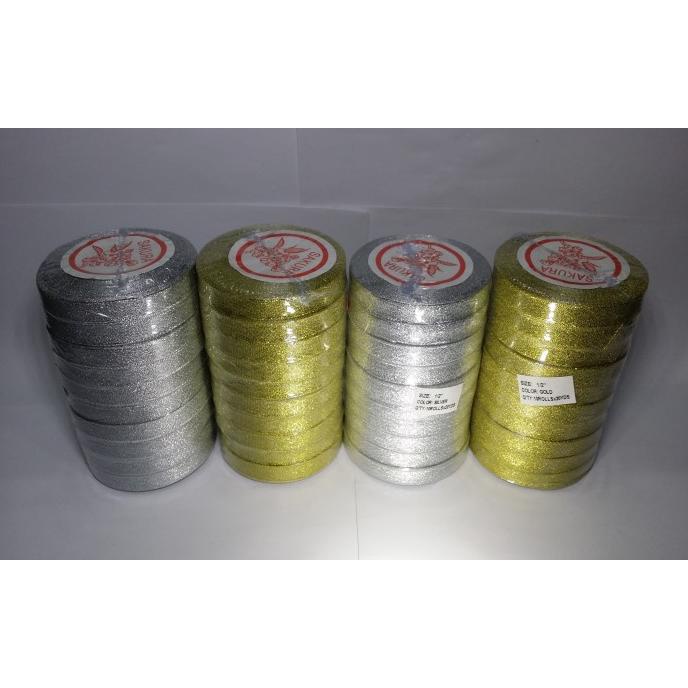 

Best Product!!! Pita Emas Perak Glitter 1/2" X 20Yd Metalik Gold Silver (Per 10 Roll) - Paling Diminati