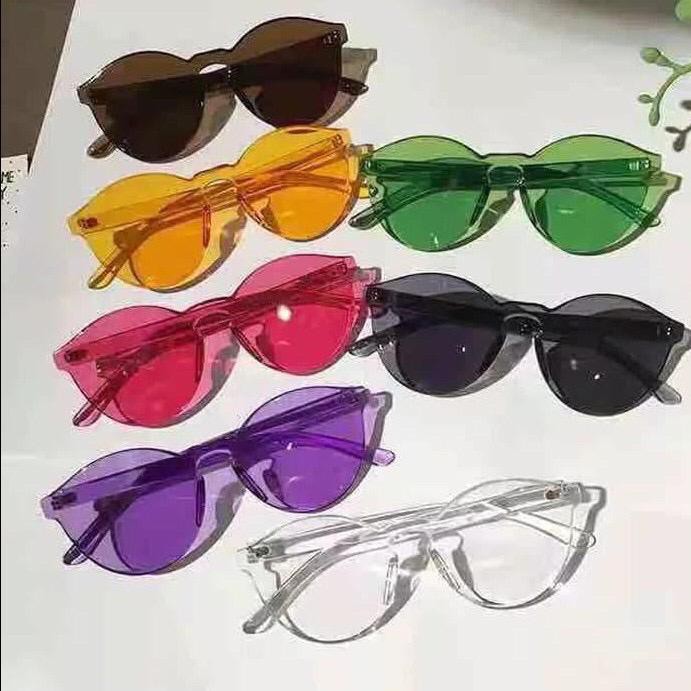 Kacamata Simple Transparan Fashion Pria Wanita Port Frameless Korea Sungless Import Murah