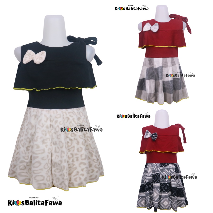 Dress Rachel uk 2-3 Tahun / Dres Model Baju Anak Perempuan Gaun Pesta Polos Motif Export Quality
