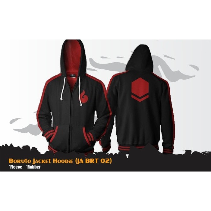 Jaket Anime Boruto Casual Hoodie Jacket Naruto Hitam JA BRT 02