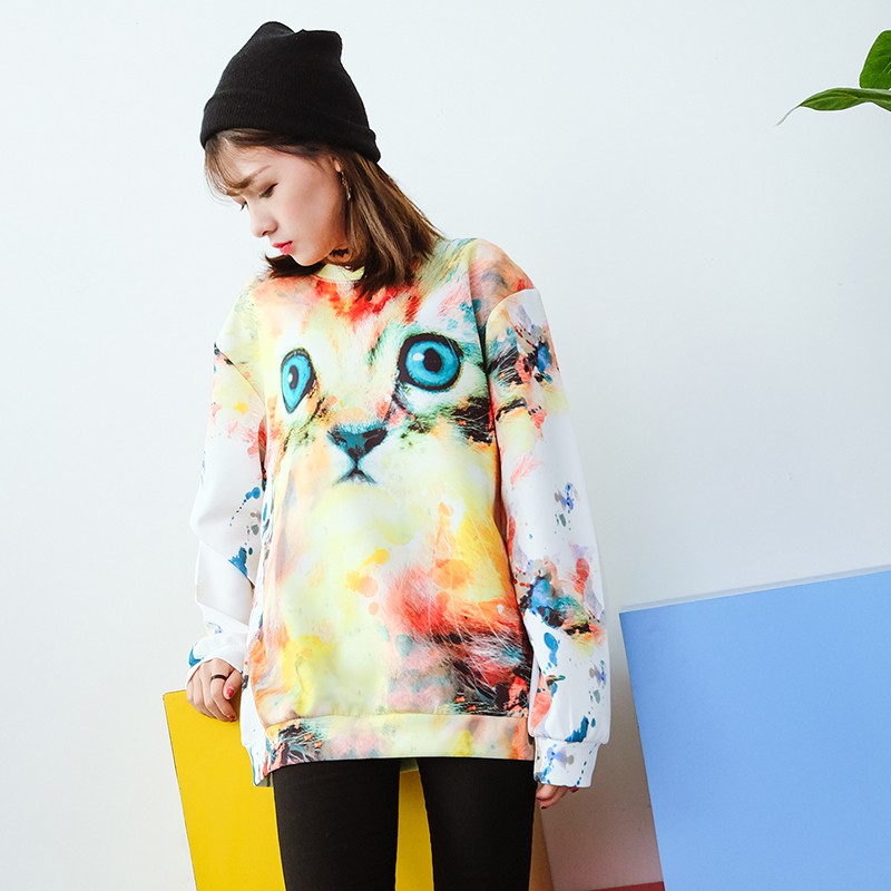 ITS-49 premium full print sweater kaos fullprint colorfull cat import