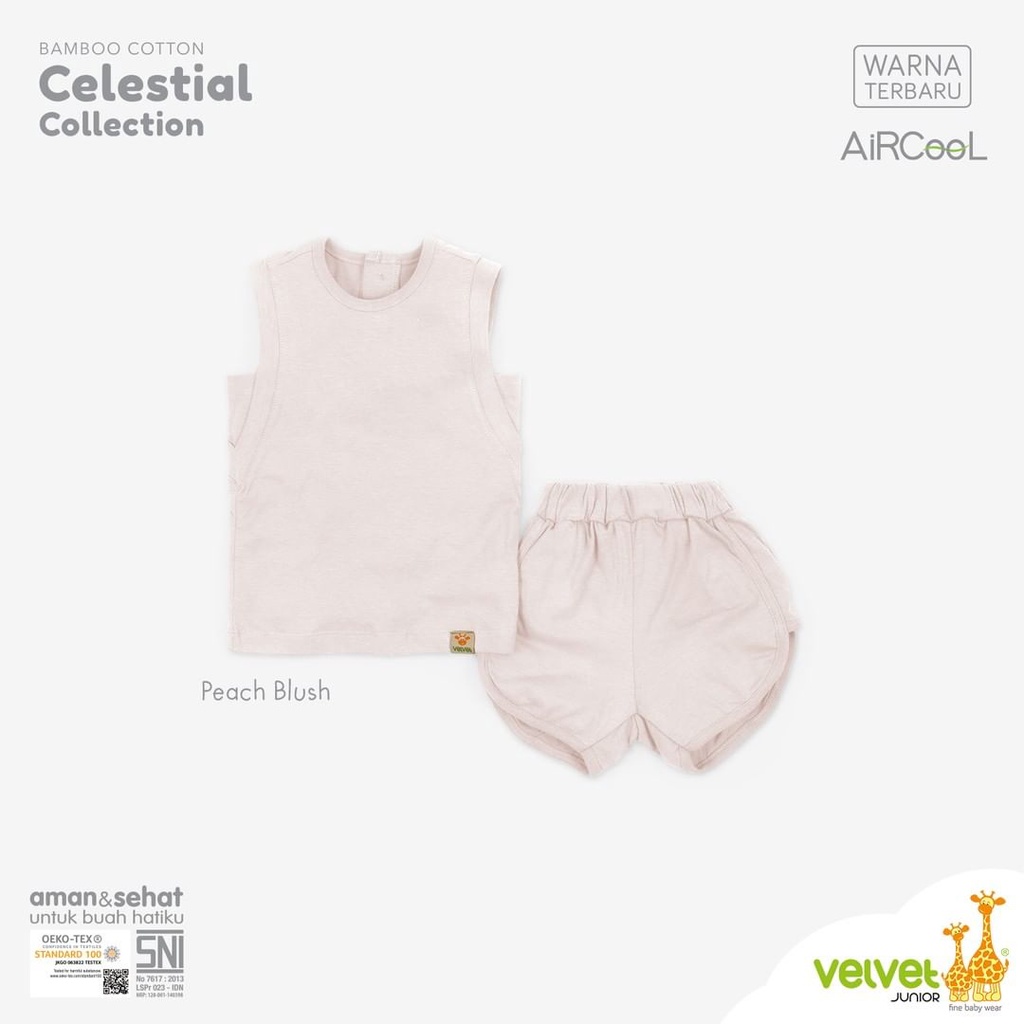 Velvet Junior Bamboo Polos Stelan Baju Kutung Sport Earth Color Setelan Sleeveless Celestial Collection EARTH COLOR