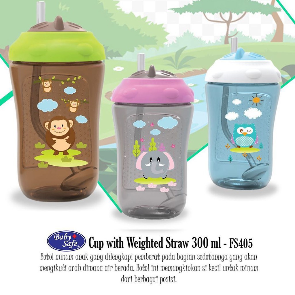 ♥BabyYank♥ Baby Safe Cup With Weighted Straw 300ml FS405 / Botol Susu Sedotan / Babysafe FS 405