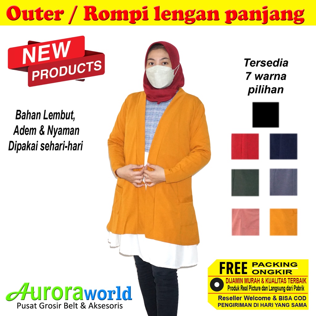 Auroraworld Outer / Rompi lengan panjang bahan lembut adem dan nyaman dipakai sehari hari bisa cod