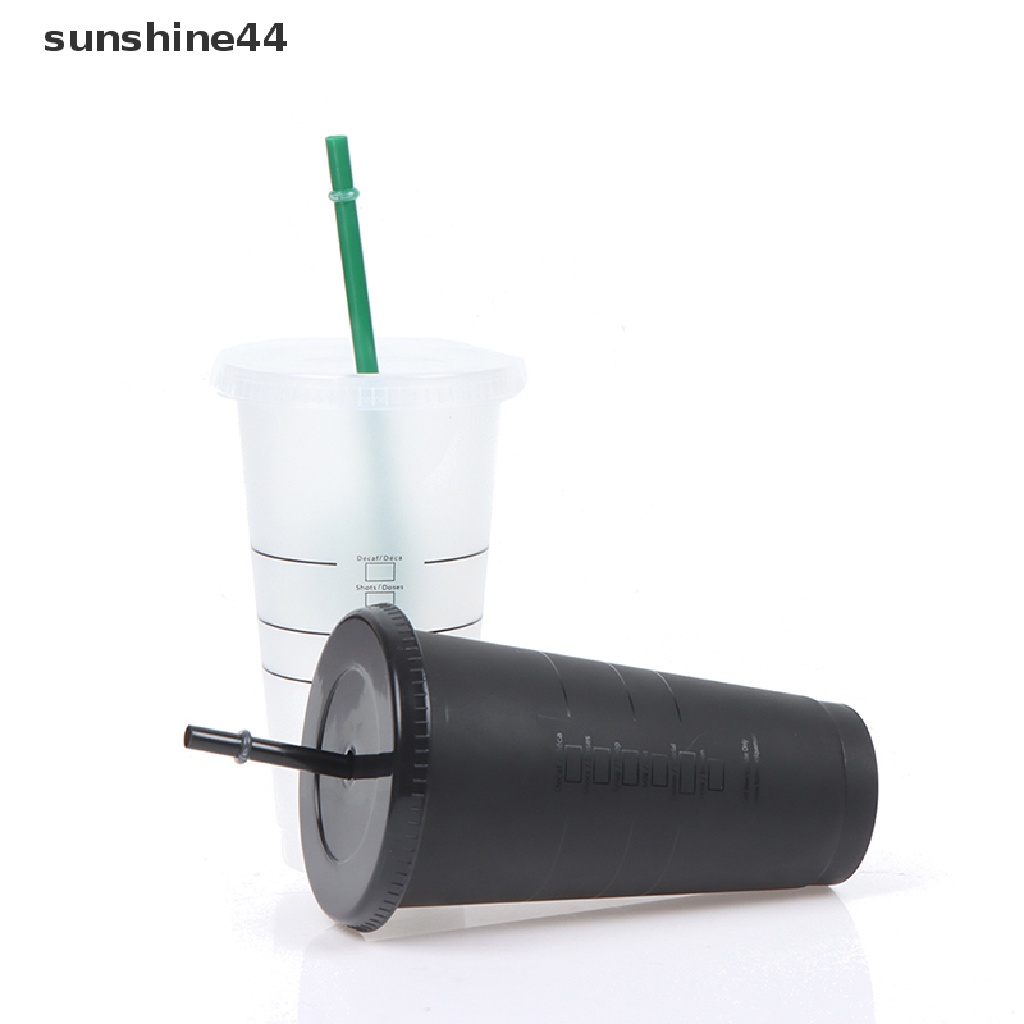 Sunshine Botol Minum Plastik Matte Berubah Warna Dengan Sedotan Untuk Kopi