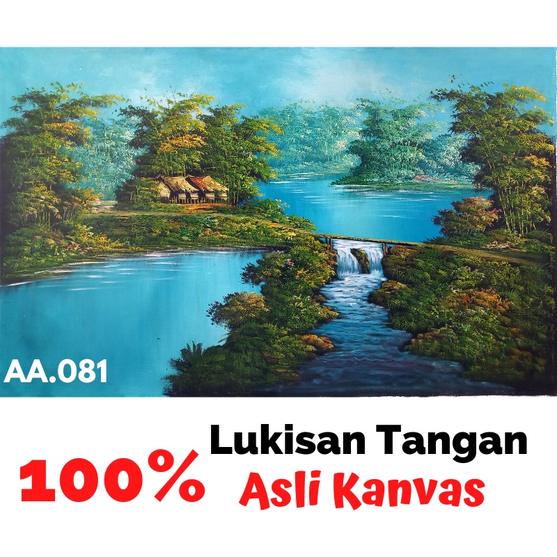 Lukisan Hiasan Dinding Pemandangan Alam & Bunga Dekorasi Rumah Pajangan Kanvas Ukuran Besar 80x135Cm