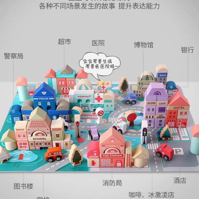 SALE READY STOCK 115 Building City Pastel CITY BUILDING BLOCK WOODEN CITY BLOCK