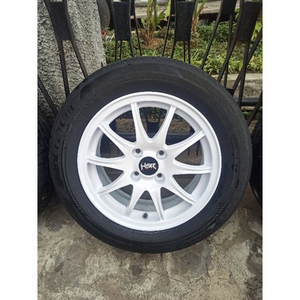 4 velg R15 PCD 100+Ban 185/65 agya ayla vios jazz yaris sigra calya datsun sirion civic mobilio freed city