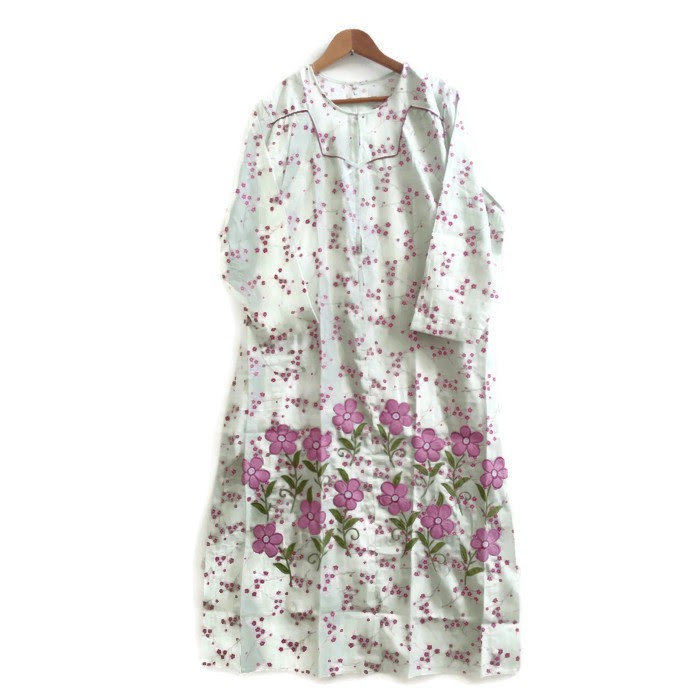 DASTER PANJANG SIZE L BORDIR KATUN JEPANG LIGHT GREEN LKL-9115