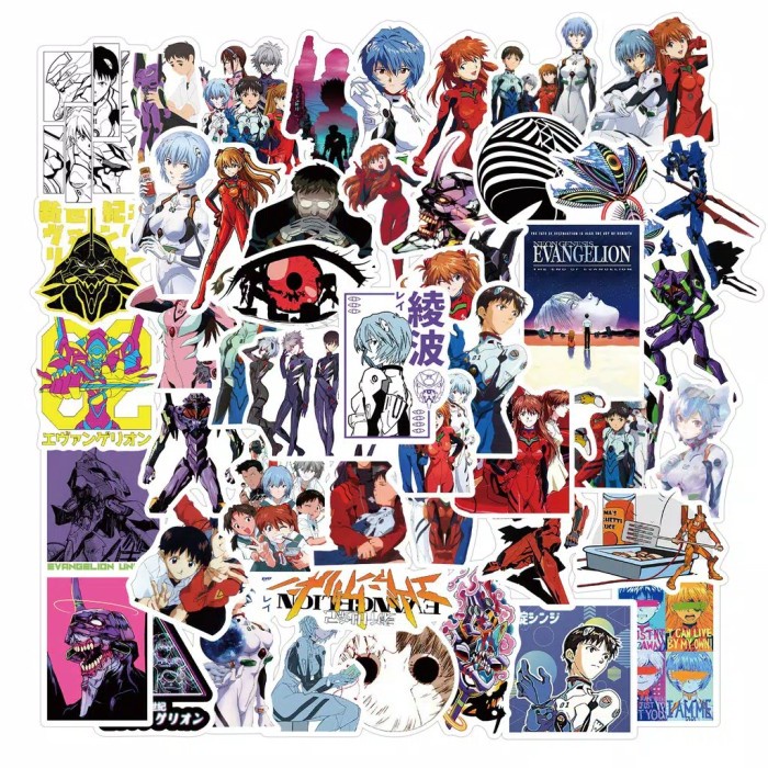

50pcs Stiker Neon Genesis Evangelion kartun anime manga jepang sticker