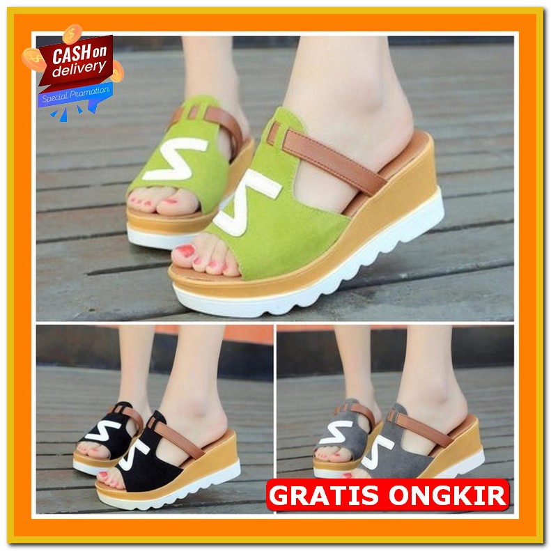 Promo Diskon Sendal Wedges Gunung Sendal Tali Wanita Korea Fashion Ter Wedges Wanita S