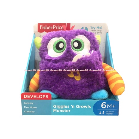 Fisher Price Giggle &amp; Growls Monster Mainan Boneka Bergerak Fisherprice Giggle Ungu Purple