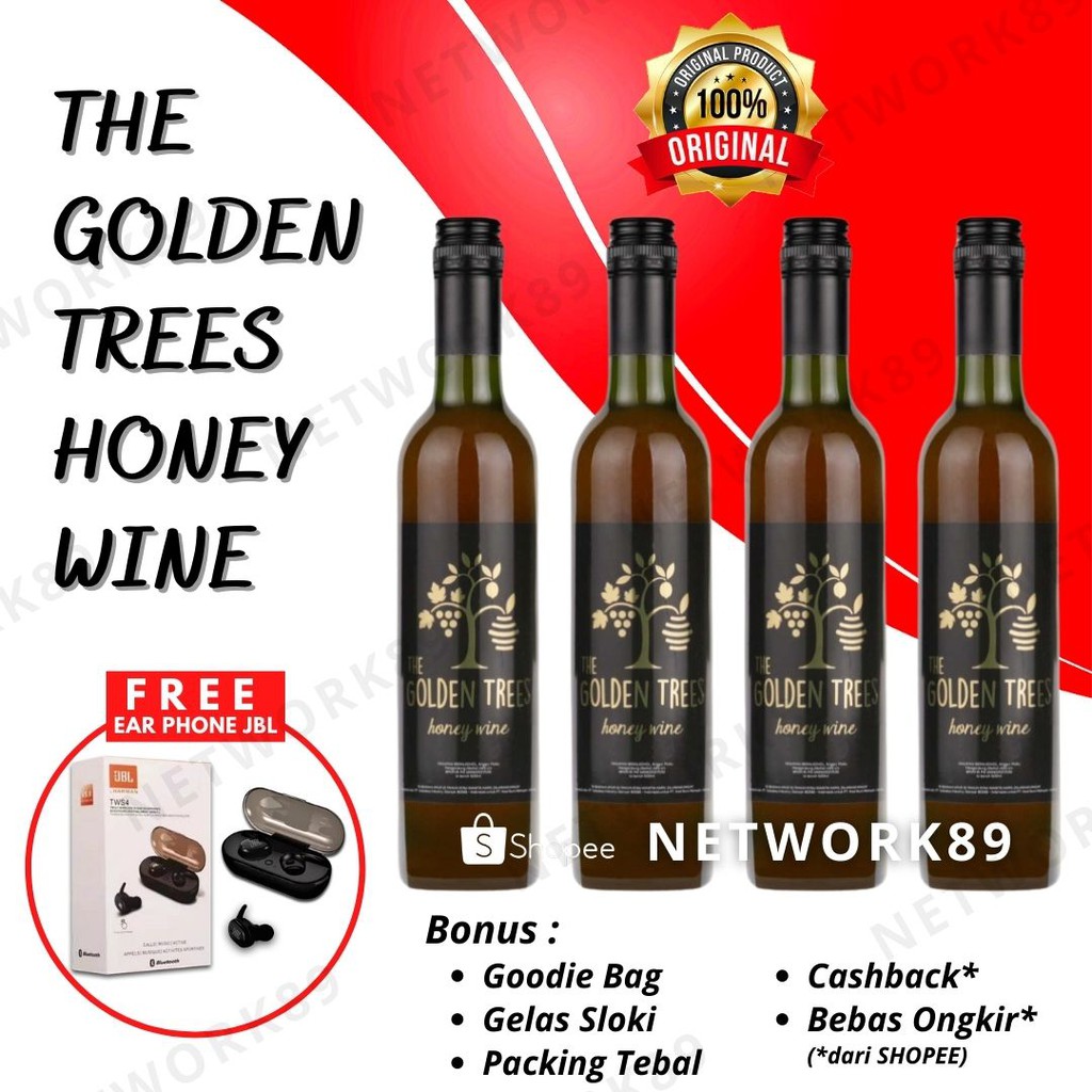 Promo Agustus - Fermentasi Madu Hutan / The Golden Trees / Honey Wine (4 botol) + Free Ear Phone