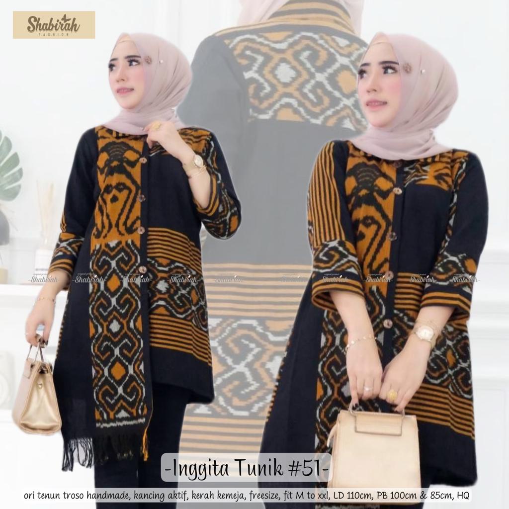Tunik Batik Tenun by Butik Batik Solo Bahan Tenun ORI kode BATIK TUNIK INGGITA TENUN