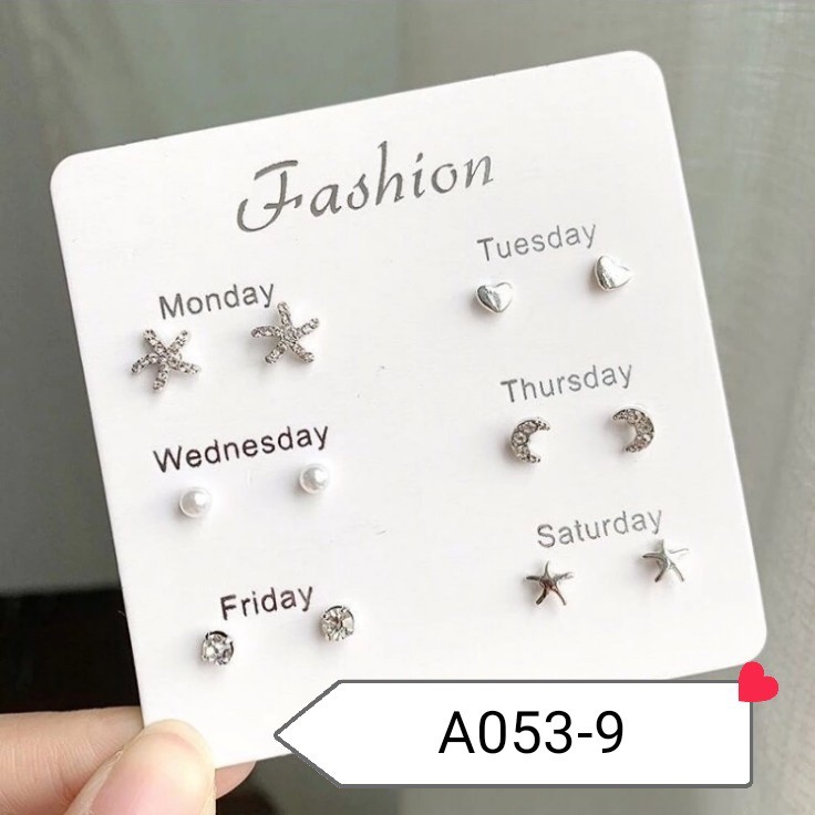 ANTING WANITA 6 PASANG ANTING TUSUK SIMPLE KREATIF GAYA KOREA UNTUK WANITA-A053-9